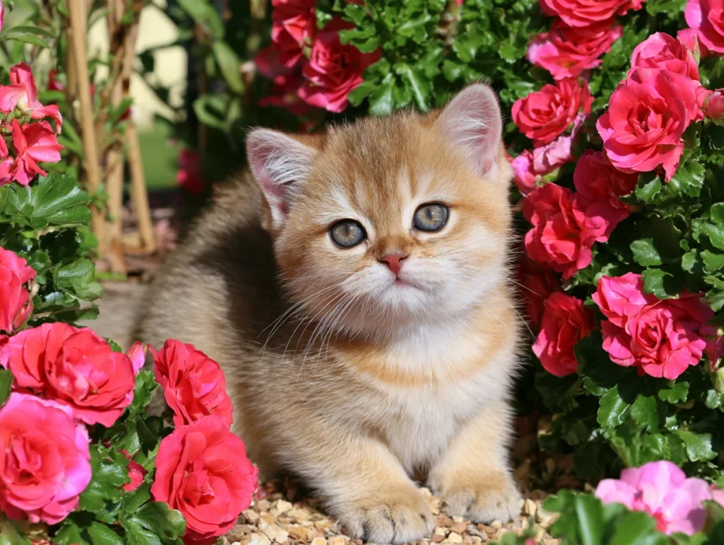 cats and flowers