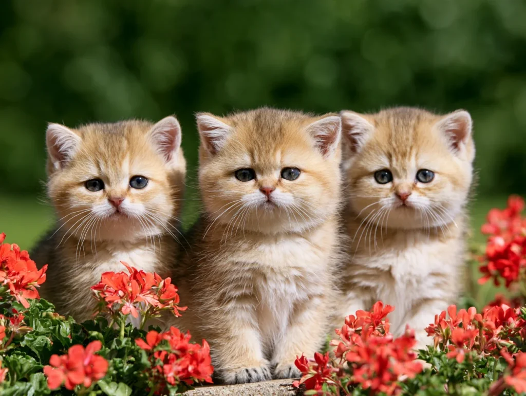 cats and flowers