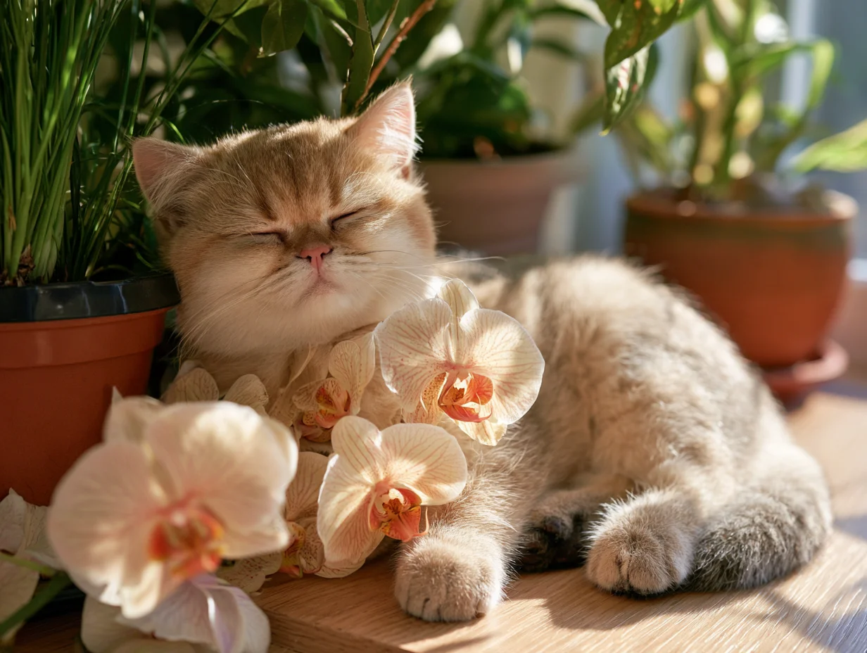 cats and flowers